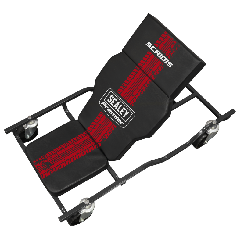 Sealey SCR101S Steel Creeper with 4 Rough Ground 5 Wheels  Adjustable Back/Headrest