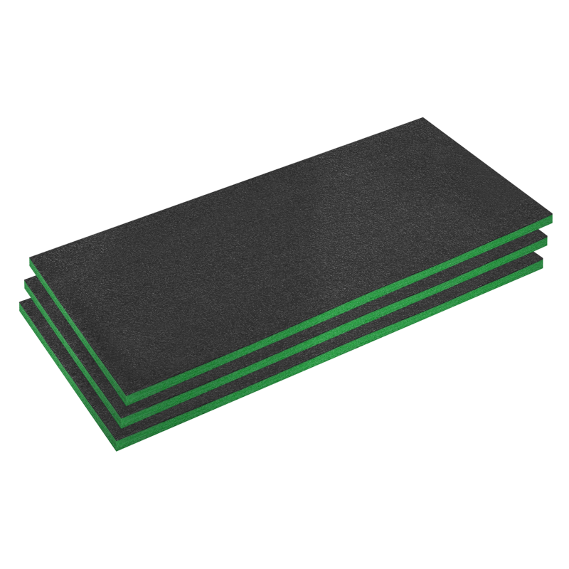 Sealey SFPK30G Easy Peel Shadow Foam 1200 x 550 x 30mm, Green/Black - Pack of 3