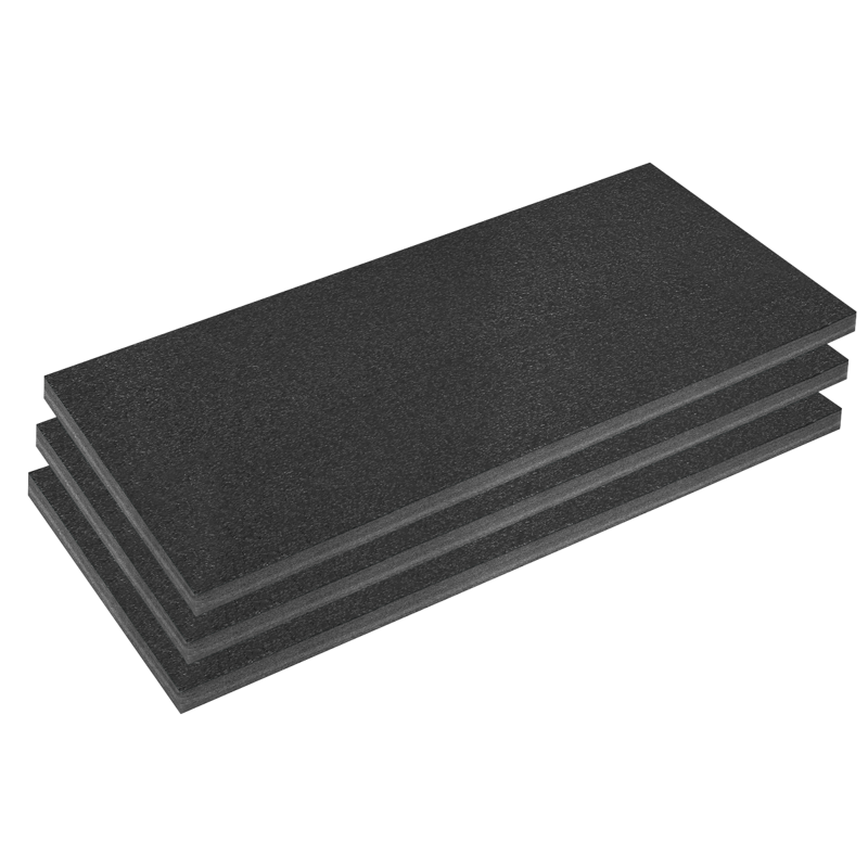 Sealey SFPK50BK Easy Peel Shadow Foam 1200 x 550 x 50mm, Black/Black - Pack of 3
