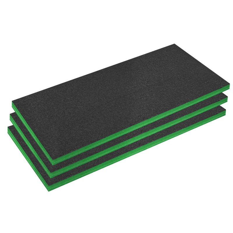 Sealey SFPK50G Easy Peel Shadow Foam 1200 x 550 x 50mm, Green/Black - Pack of 3