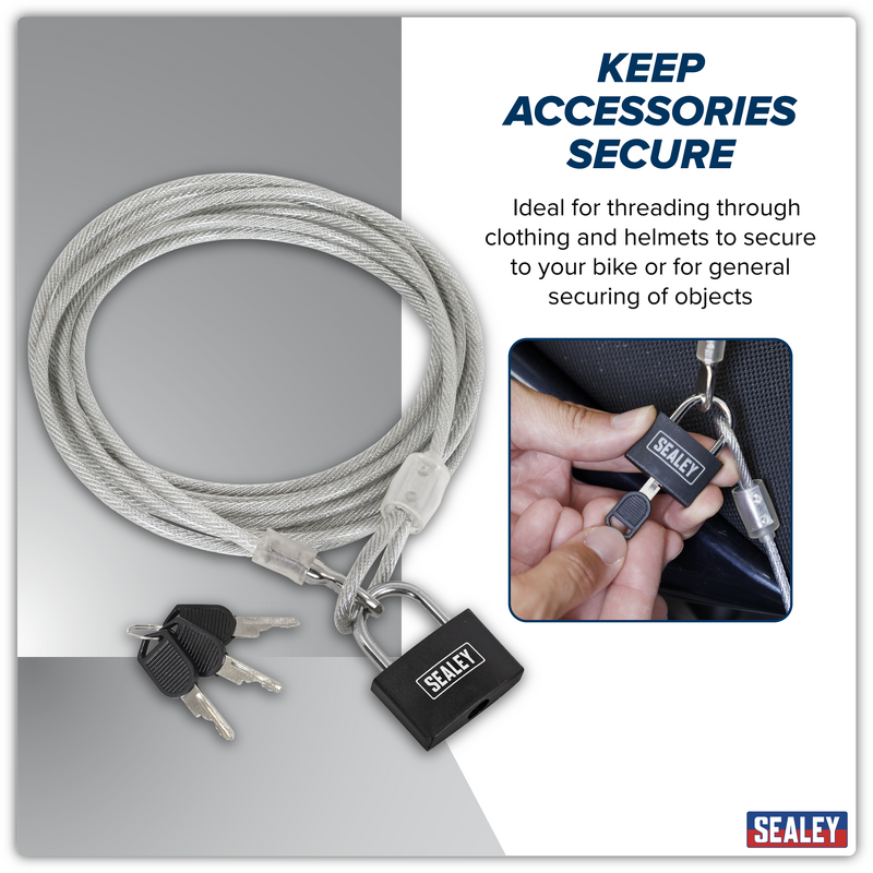 Sealey SHGCL3 Motorcycle Cable Lock 3m