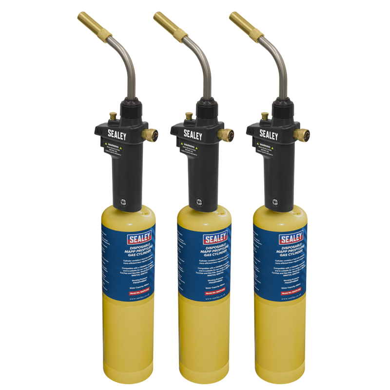Sealey SMGKIT03 Brazing  Soldering MAPP Gas Torch  MAPP Cylinder - Pack of 3