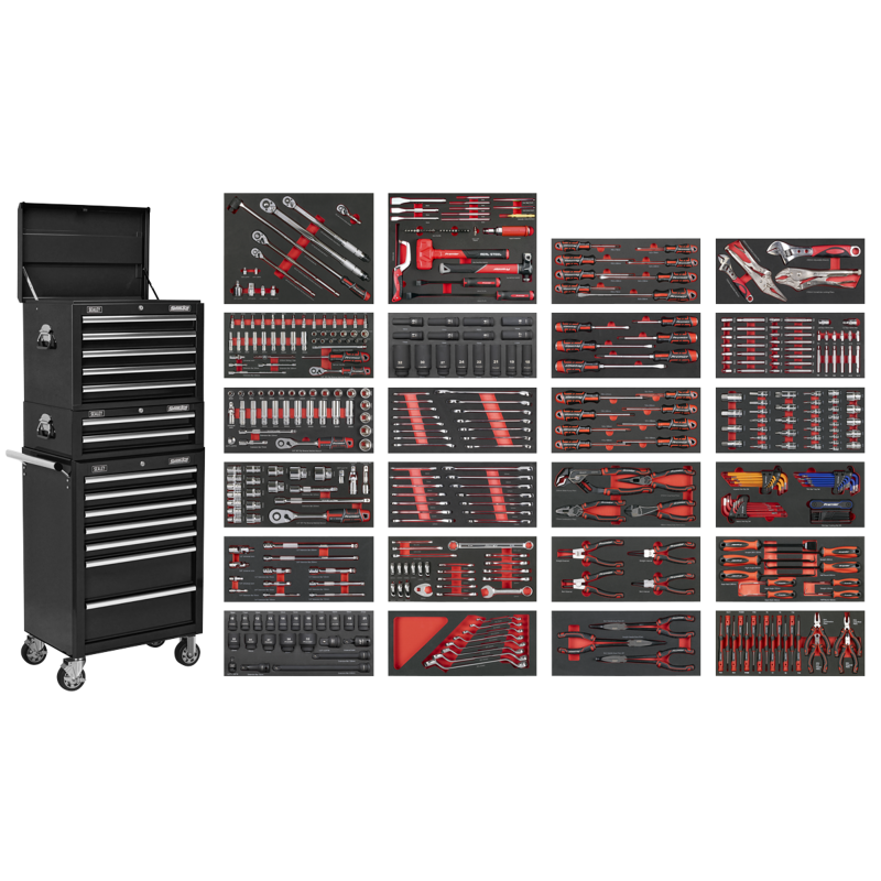 Sealey SPTCOMBO3B Superline PRO Tool Chest Combination 14 Drawer with 447pc Tool Kit - Black