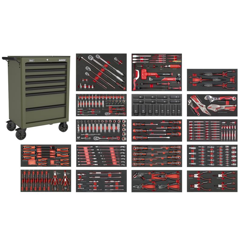 Sealey SPTCOMBO4K Superline PRO Rollcab 7 Drawer with 305pc Tool Kit - Khaki