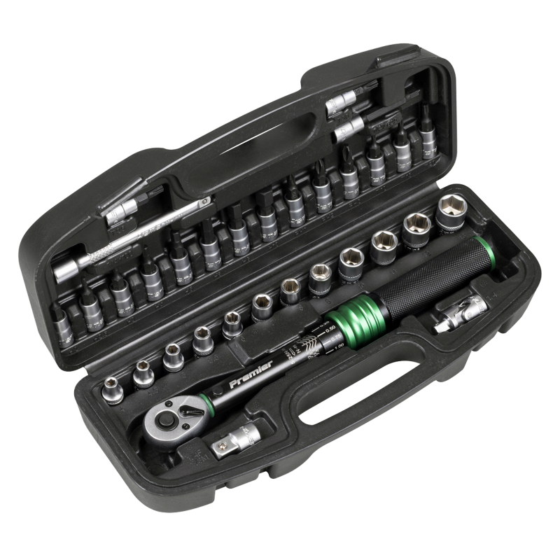 Sealey STW910B Premier Black Torque Wrench Set 1/4Sq Drive 5-25Nm 33pc