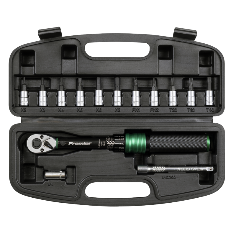 Sealey STW911B Torque Wrench Set 1/4Sq Drive 5-25Nm 14pc