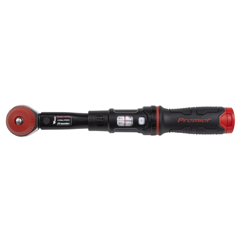 Sealey STW921 Premier Black Calibrated Micrometer Torque Wrench with 1/4Sq Push-Through Drive 5-25Nm
