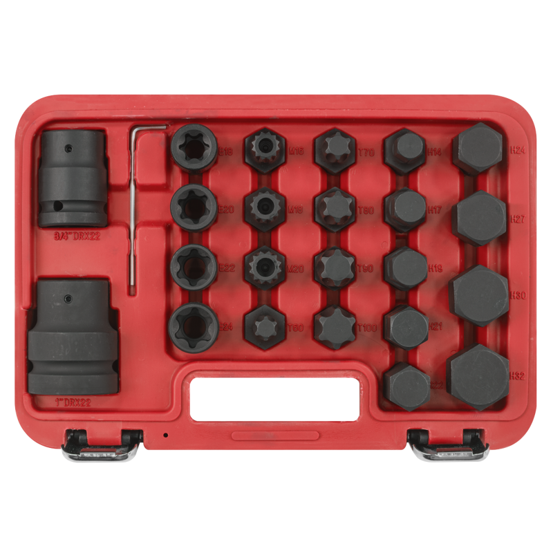 Sealey SX054 Impact Socket Bit Set, 3/4Sq 1Sq Drive 23pc