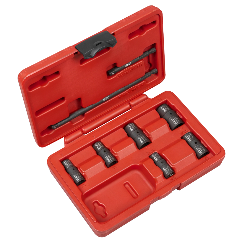 Sealey SX08 Flip Socket Set 1/4Sq Drive 12-Point 8pc