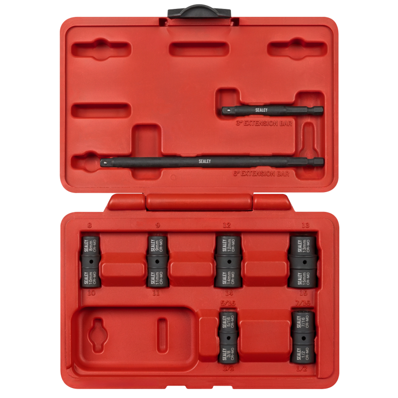 Sealey SX08 Flip Socket Set 1/4Sq Drive 12-Point 8pc