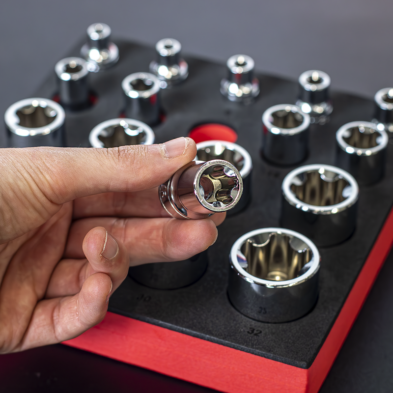 Sealey SX096 TRX-P EPR Socket Set 1/4, 3/8  1/2Sq Drive 16pc