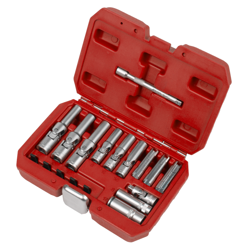 Sealey SX4031 Glow Plug Socket Set 18pc 1/4Sq  3/8Sq Drive