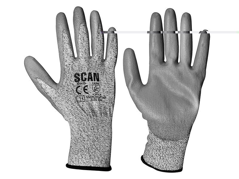 Scan Grey PU Coated Cut 3 Gloves - XXL (Size 11)