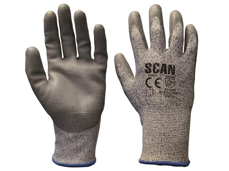 Scan Grey PU Coated Cut 5 Gloves - XXL (Size 11)