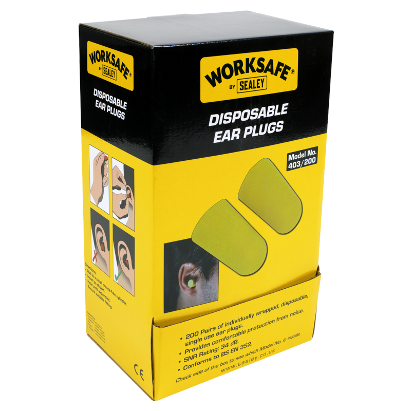 Sealey 403/200 Worksafe Disposable Ear Plugs - 200 Pairs