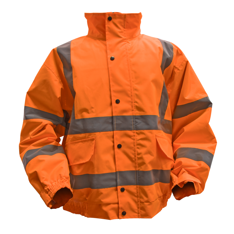 Sealey 802LO Worksafe Hi-Vis Orange Jacket with Quilted Lining, Elasticated Waist Cuffs - Large