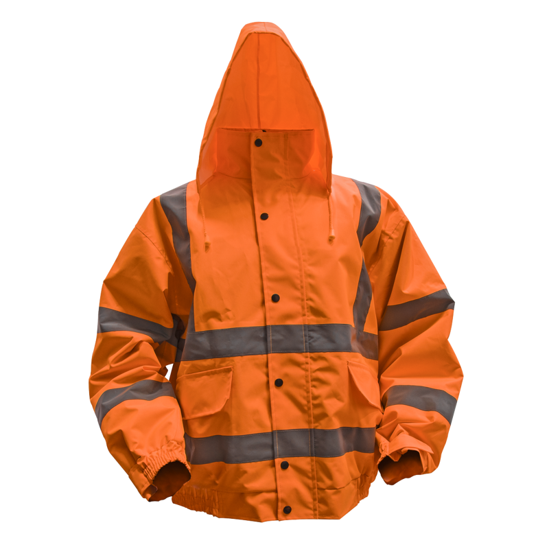 Sealey 802XLO Worksafe Hi-Vis Orange Jacket with Quilted Lining, Elasticated Waist Cuffs - X-Large