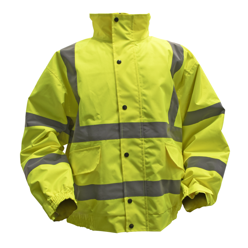 Sealey 802XL Worksafe Hi-Vis Yellow Jacket with Quilted Lining, Elasticated Waist Cuffs - X-Large