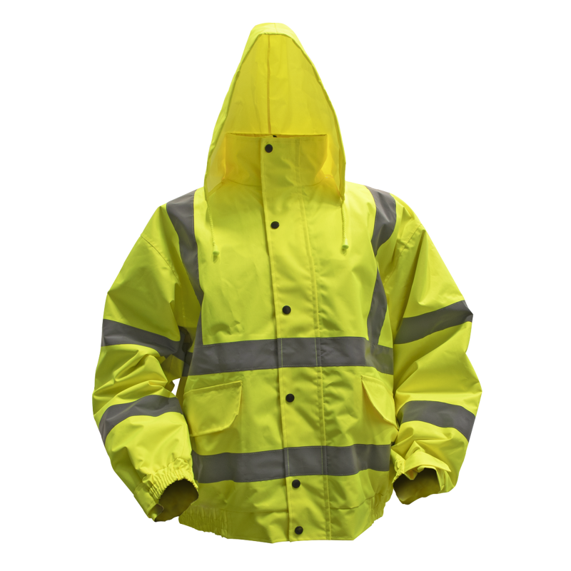 Sealey 802XXL Worksafe Hi-Vis Yellow Jacket with Quilted Lining, Elasticated Waist Cuffs - XX-Large