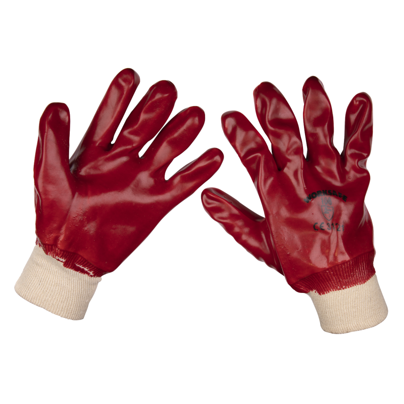 Sealey 9106XL/12 Worksafe PVC Knit Wrist Gloves, X-Large - Pack of 12 Pairs