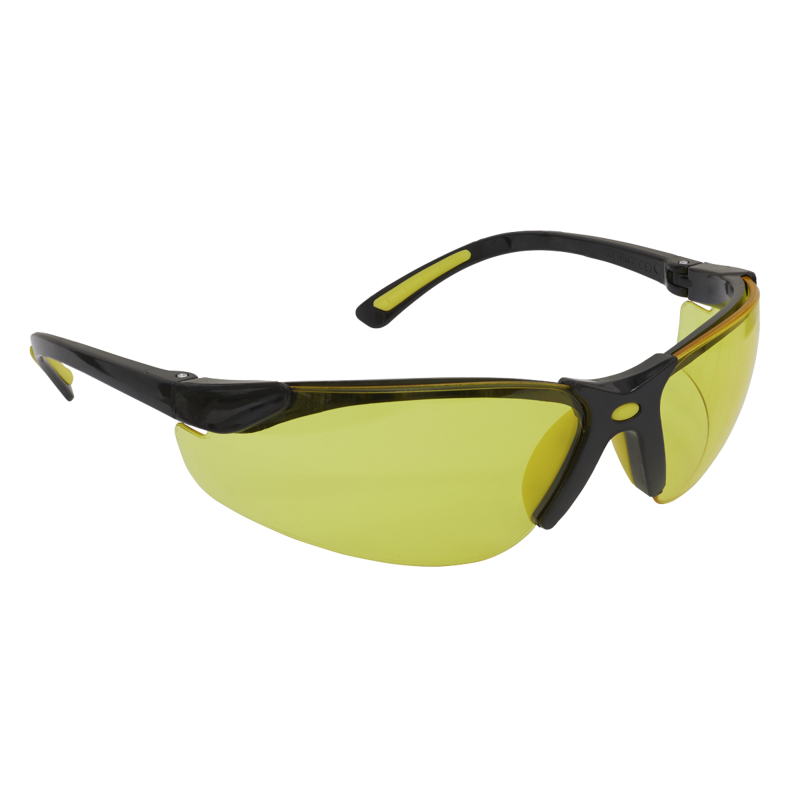 Sealey 9215 Worksafe Zante Style Amber Lens Safety Glasses with Flexi Arms