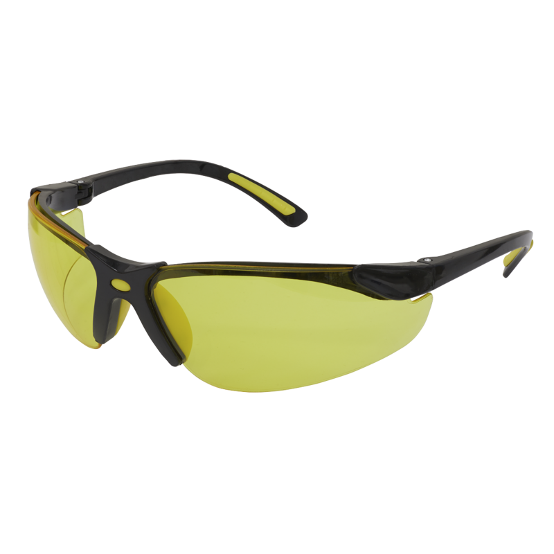 Sealey 9215 Worksafe Zante Style Amber Lens Safety Glasses with Flexi Arms