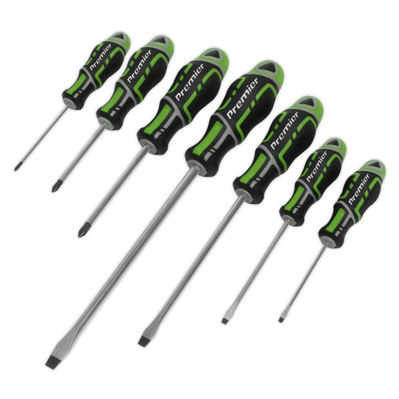 Sealey AK4321HV Screwdriver Set 7pc GripMAX - Hi-Vis Green