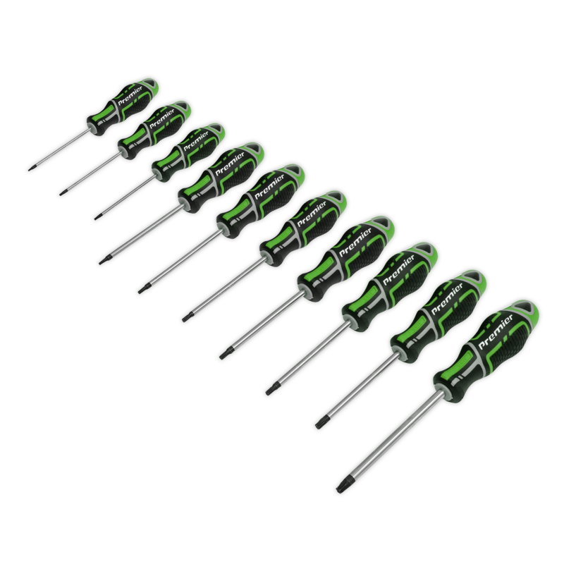 Sealey AK4324HV Screwdriver Set 10pc TRX-Star GripMAX - Hi-Vis Green