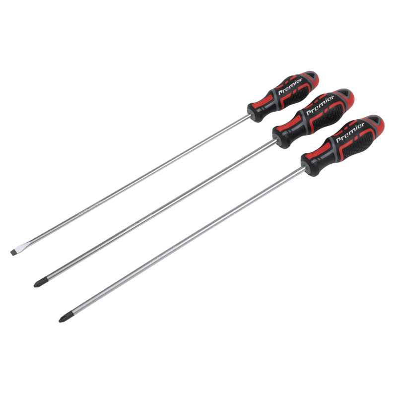 Sealey AK4372 GripMAX Screwdriver Set Extra-Long 3pc