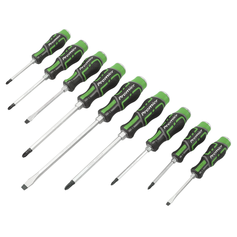 Sealey AK4941HV Hammer-Thru Screwdriver Set Hi-Vis Green 9pc