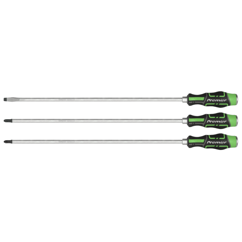 Sealey AK4942HV Extra-Long Hammer-Thru Screwdriver Set Hi-Vis Green 450mm 3pc