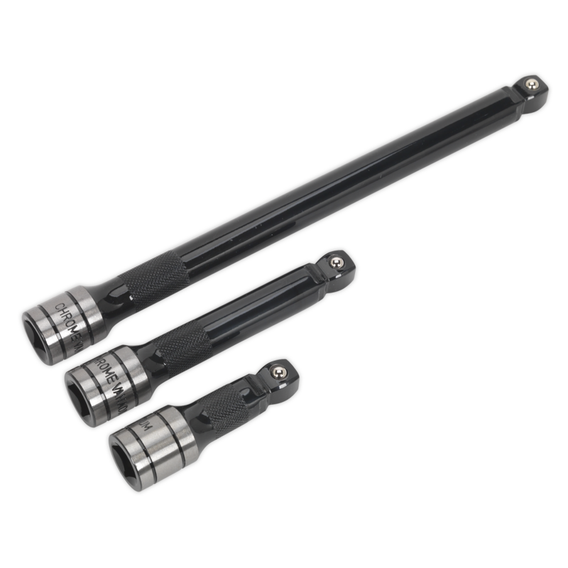 Sealey AK7692 Wobble/Rigid Extension Bar Set 3pc 1/2in Sq Drive Black Series