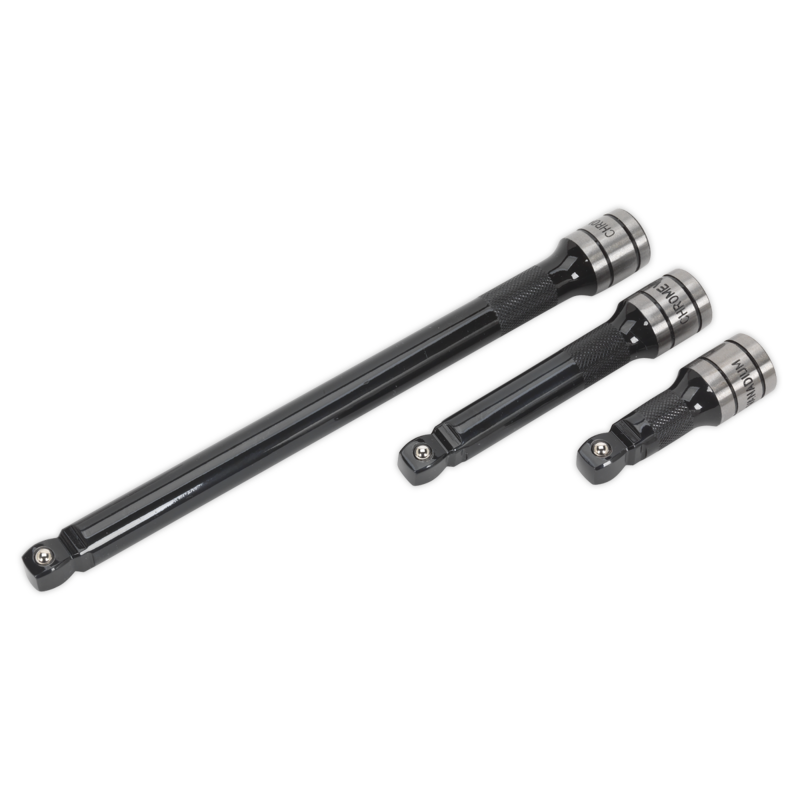 Sealey AK7692 Wobble/Rigid Extension Bar Set 3pc 1/2in Sq Drive Black Series