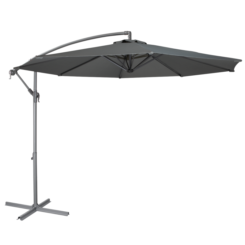 Sealey DG264 Dellonda 3m Banana Parasol/Umbrella for Garden, Patio with Crank Handle, 8 Ribs and Cover, Grey Canopy