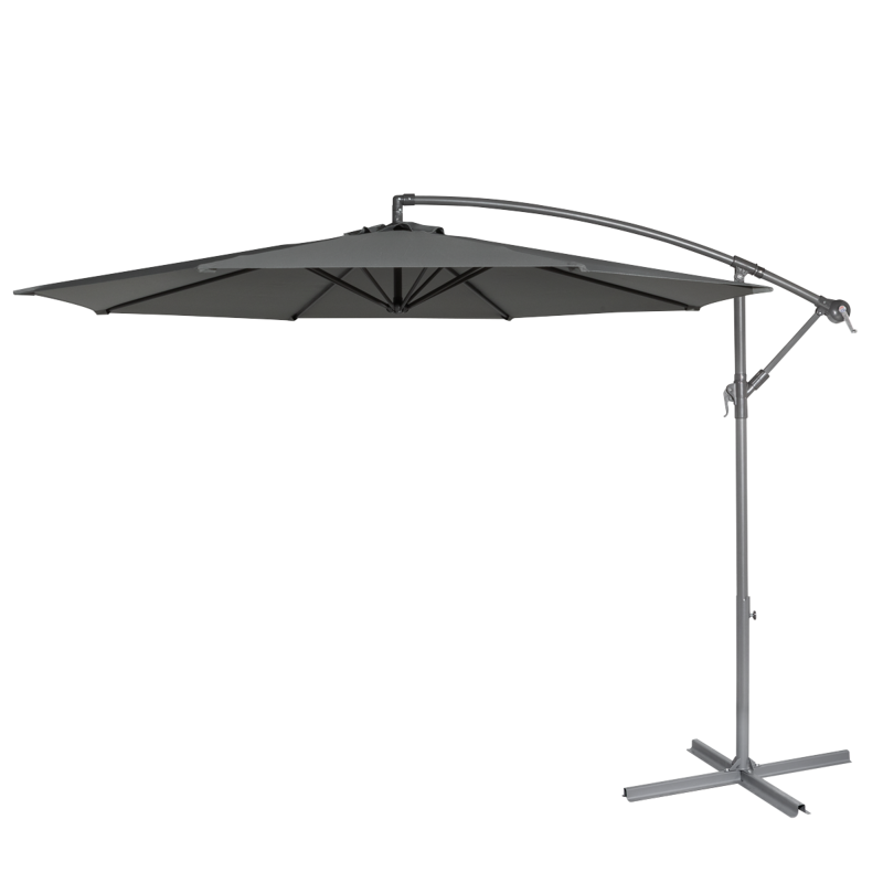 Sealey DG264 Dellonda 3m Banana Parasol/Umbrella for Garden, Patio with Crank Handle, 8 Ribs and Cover, Grey Canopy