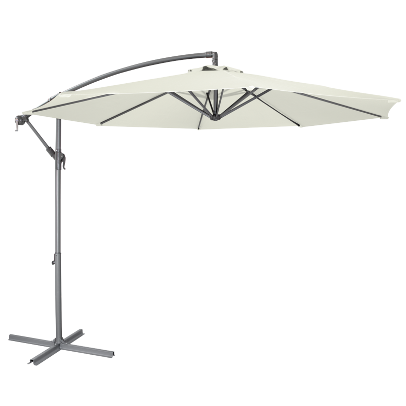 Sealey DG265 Dellonda 3m Banana Parasol/Umbrella for Garden, Patio with Crank Handle, 8 Ribs and Cover, Cream Canopy