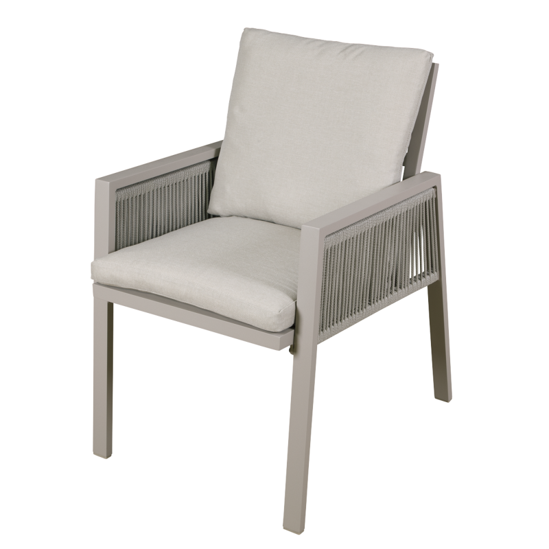 Sealey DG50 Dellonda Fusion Garden/Patio Aluminium Dining Chair with Armrests, Set of 4, Light Grey - DG50