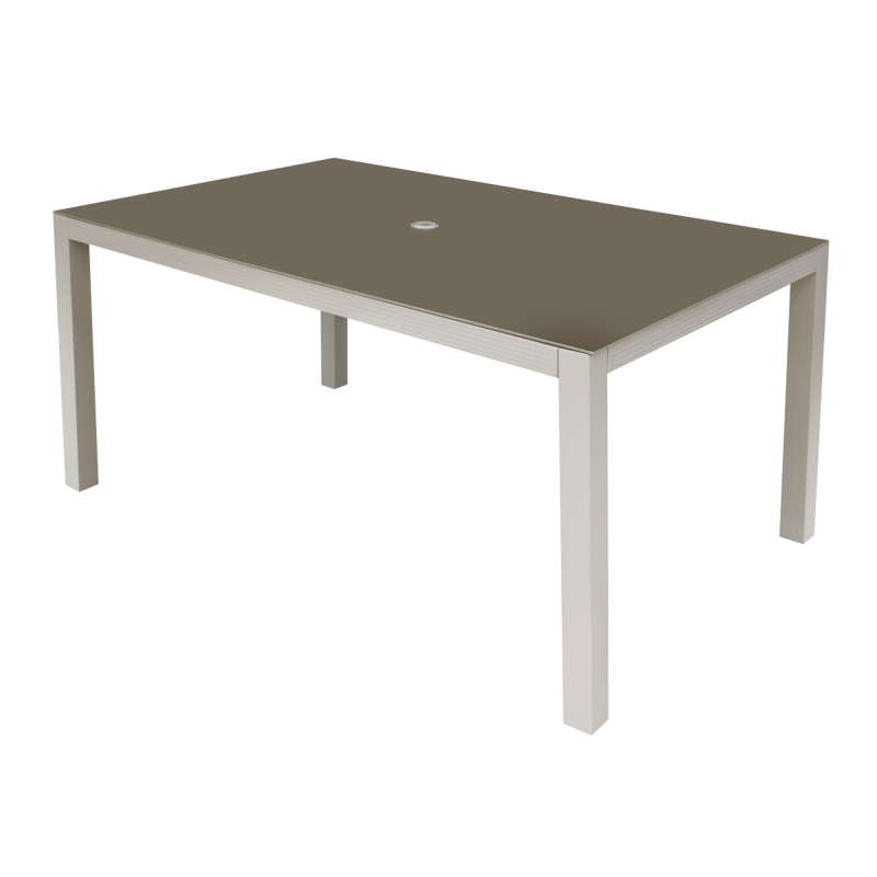 Sealey DG51 Dellonda Fusion Aluminium Glass Garden Dining Table with Parasol Hole, Light Grey - DG51