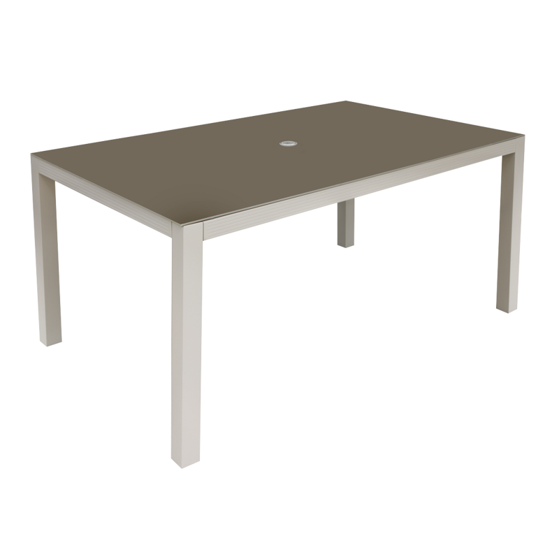 Sealey DG51 Dellonda Fusion Aluminium Glass Garden Dining Table with Parasol Hole, Light Grey - DG51