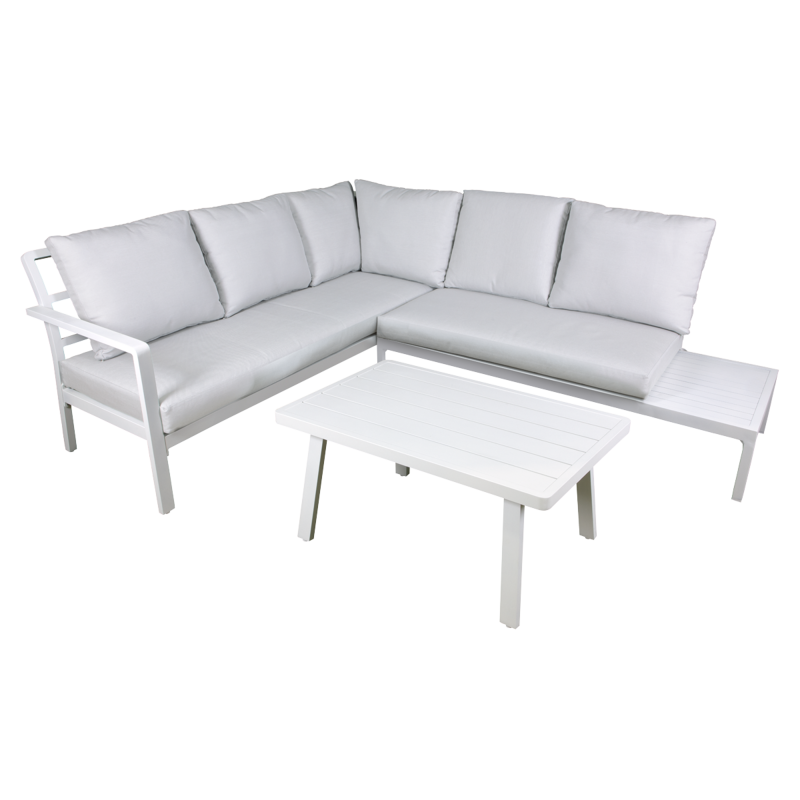 Sealey DG53 Dellonda Kyoto White 3-Piece Outdoor Garden Corner Sofa  Coffee Table Set