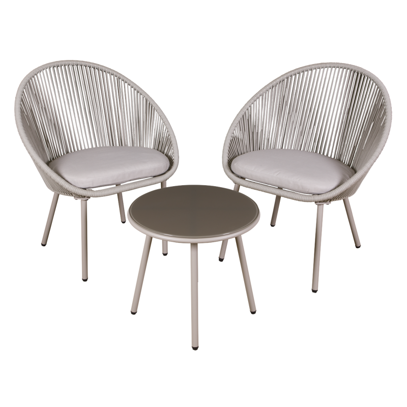 Sealey DG55 Dellonda Como 3-Piece Steel Bistro Set with Tempered Glass Top - DG55