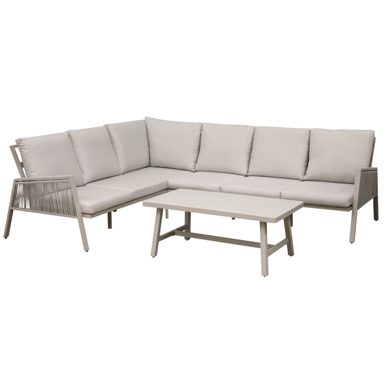 Sealey DG57 Dellonda Fusion 4-Piece Outdoor Garden Corner Sofa  Coffee Table Set, Aluminium