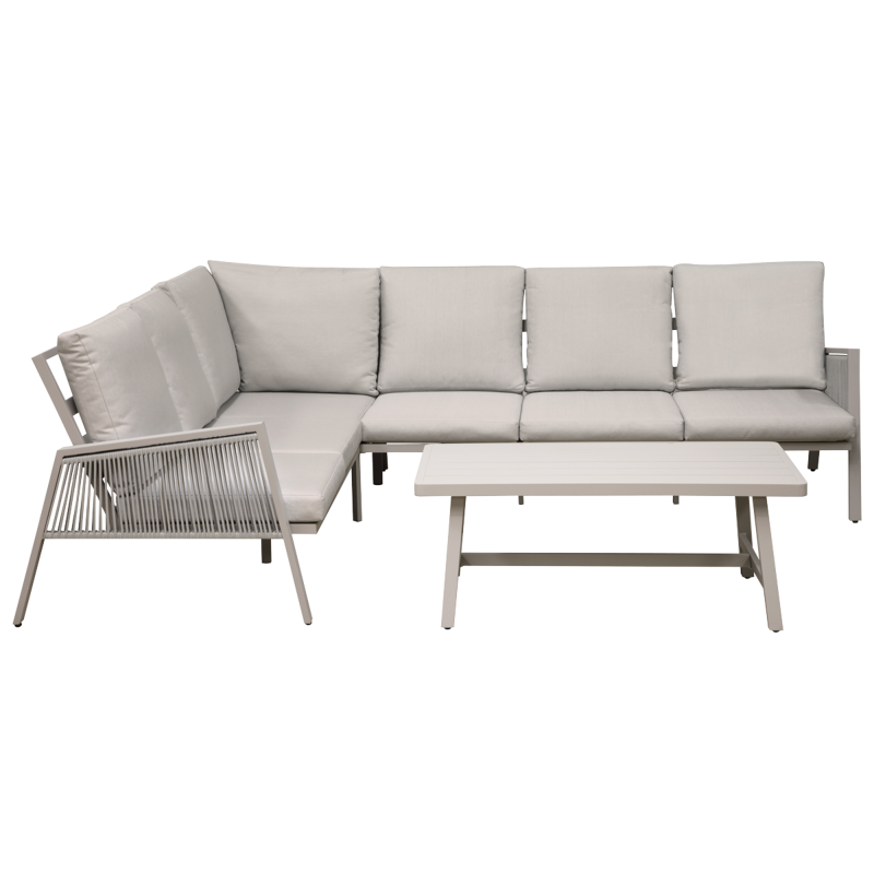 Sealey DG57 Dellonda Fusion 4-Piece Outdoor Garden Corner Sofa  Coffee Table Set, Aluminium