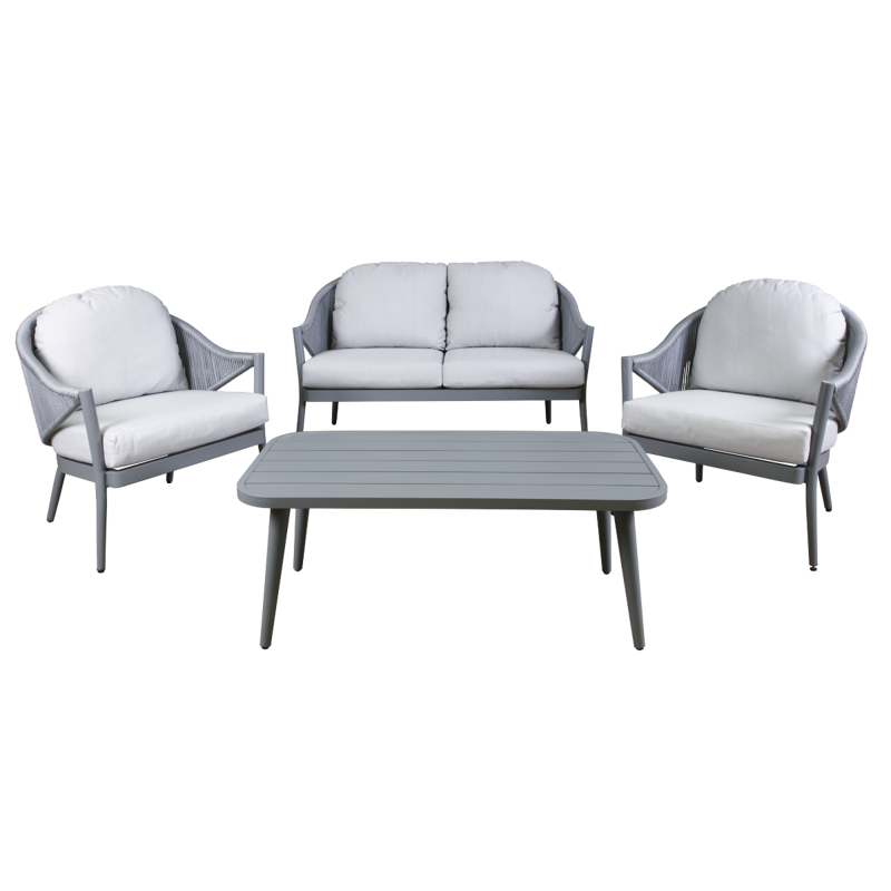 Sealey DG59 Dellonda Echo 4-Piece Aluminium Outdoor Garden Sofa Arm Chair  Coffee Table Set