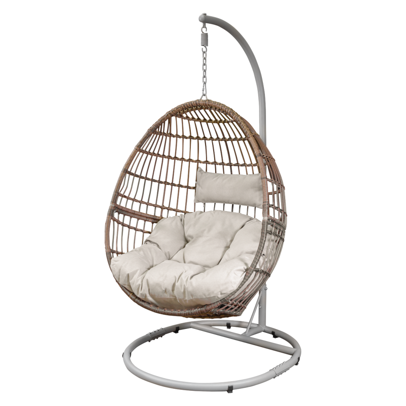 Sealey DG60 Dellonda Egg Hanging Swing Chair, Wicker Rattan Basket, Steel Frame, Single