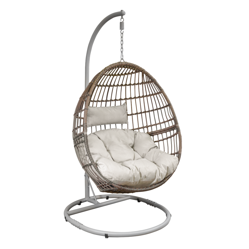 Sealey DG60 Dellonda Egg Hanging Swing Chair, Wicker Rattan Basket, Steel Frame, Single
