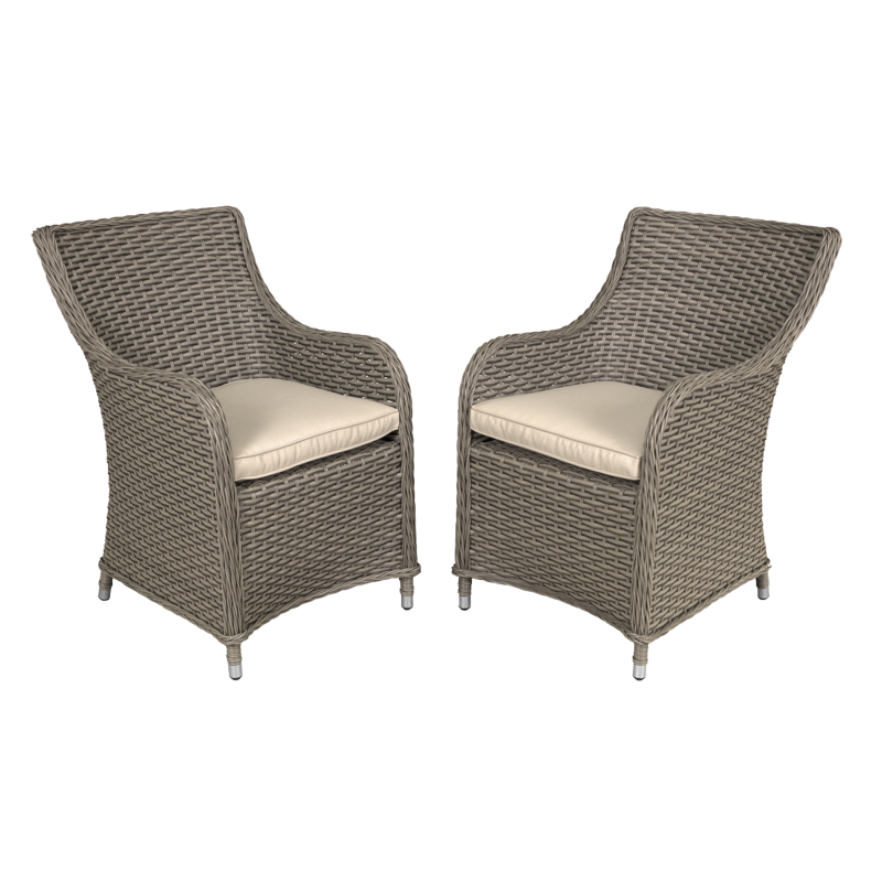 Sealey DG64 Dellonda Chester Rattan Wicker Garden Dining Chairs with Cushion, Brown