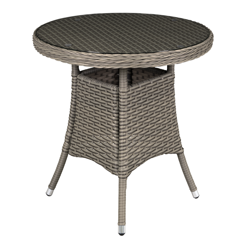 Sealey DG65 Dellonda Chester Rattan Wicker Outdoor Bistro Table with Tempered Glass Top, Brown