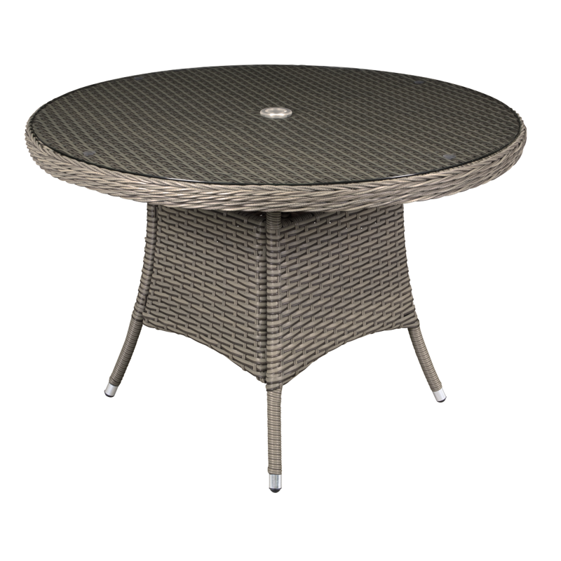 Sealey DG66 Dellonda Chester Rattan Wicker Outdoor Dining Table with Tempered Glass Top, Brown