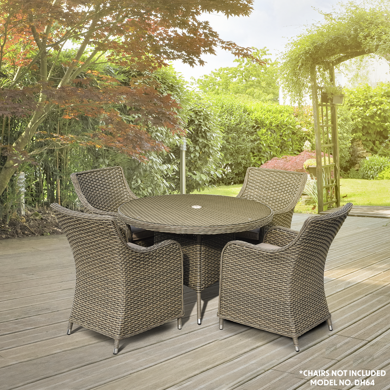 Sealey DG66 Dellonda Chester Rattan Wicker Outdoor Dining Table with Tempered Glass Top, Brown